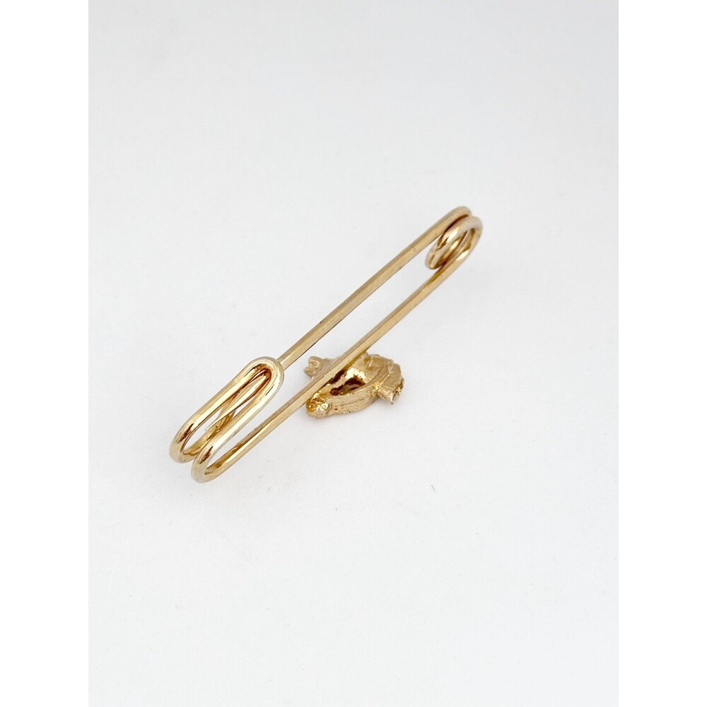 Horse Head Kilt Skirt Scarf Brooch Safety Pin Vintage Retro Gold Tone - Picture 3 of 4
